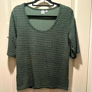 EUC GAP Sage Green Ribbed Blouse with Elbow-Length Sleeves XL